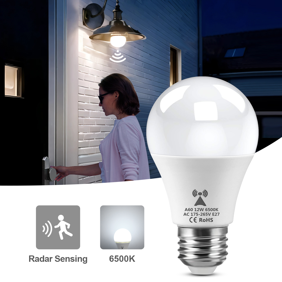 Outdoor Lighting On Stairs - 12W E27 LED Żarówka z czujnikiem