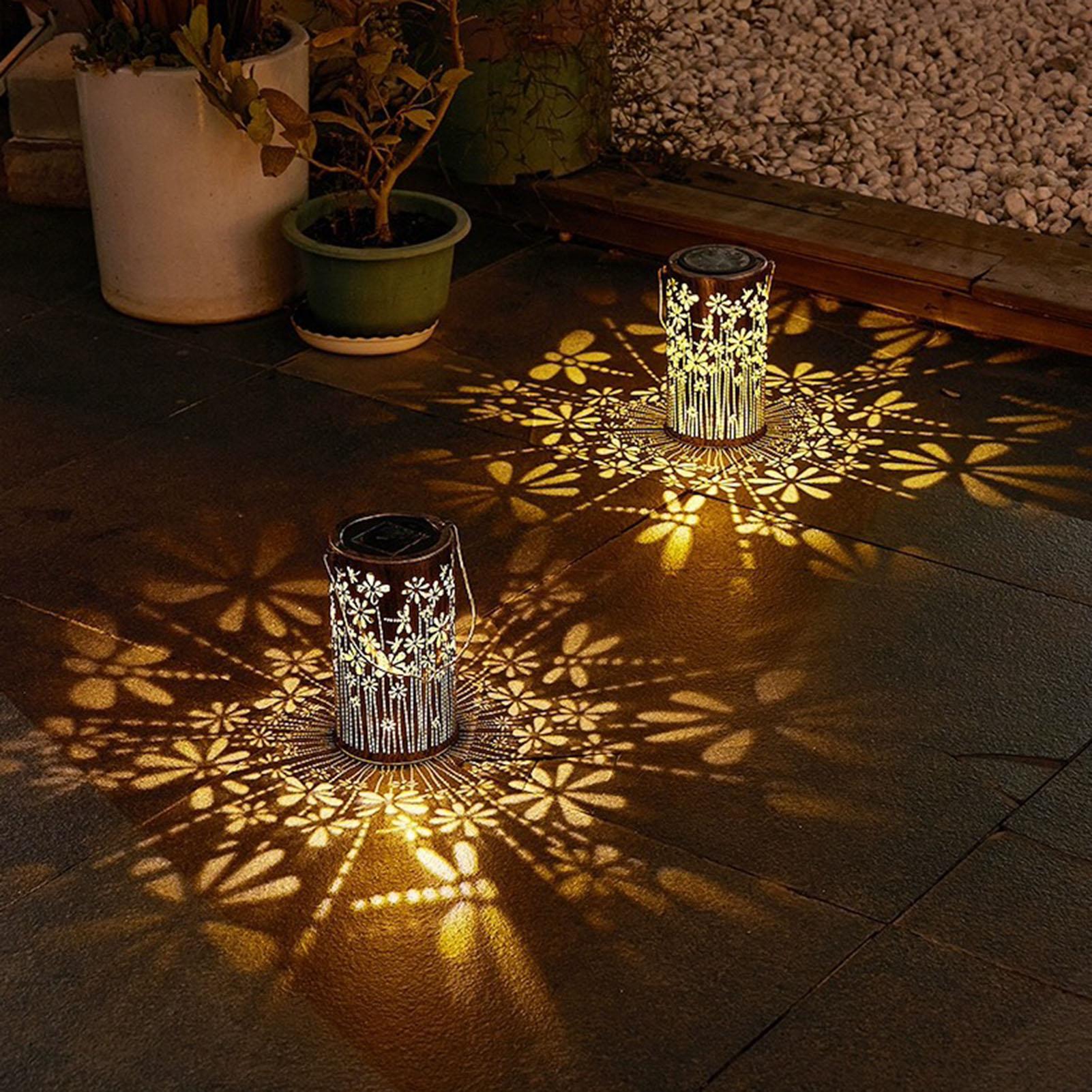Outdoor Lighting Pathway - Kolorowe metalowe lampy solarne w kształcie