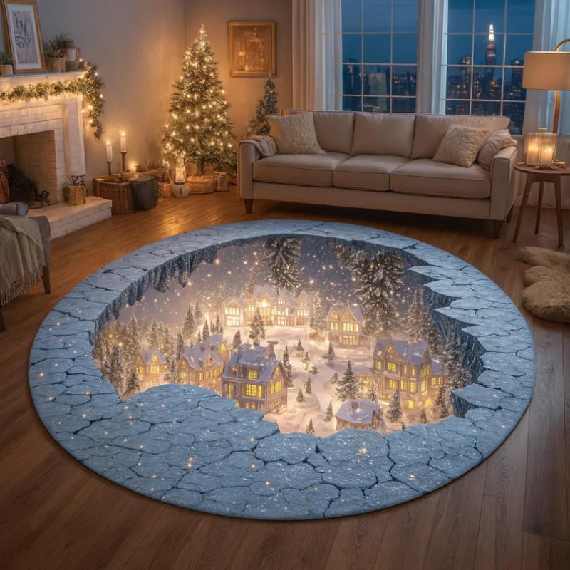 Outdoor Xmas Lighting Ideas - Dywan 3D Wioska Świąteczna Zimowa Śnieżna