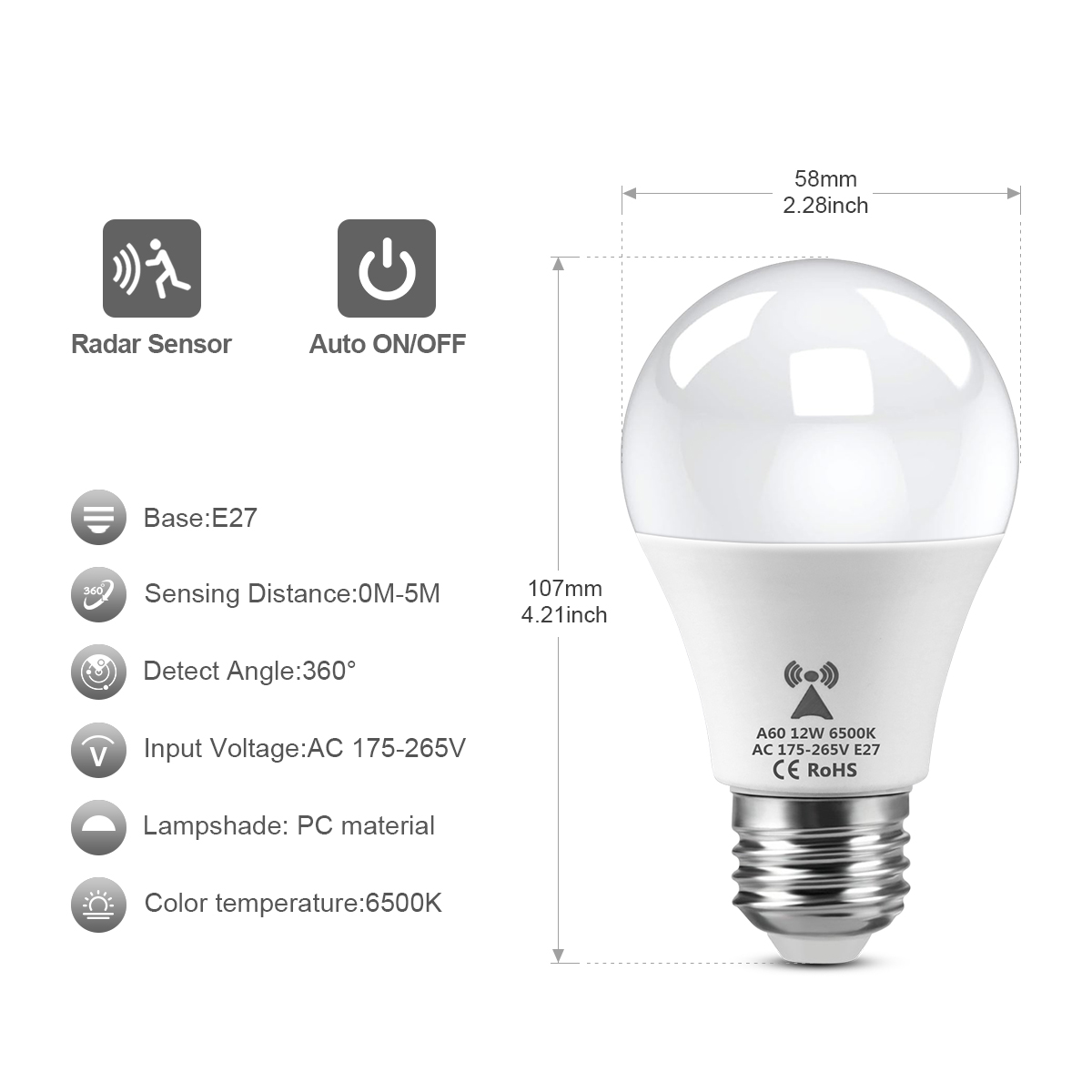 12W E27 LED Żarówka z czujniki – Outdoor Lighting On Stairs recenzja i cena