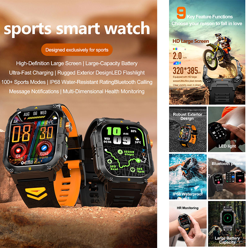 Duży zegarek smartwatch męski  – Outdoor Lighting Ip Rating recenzja i cena